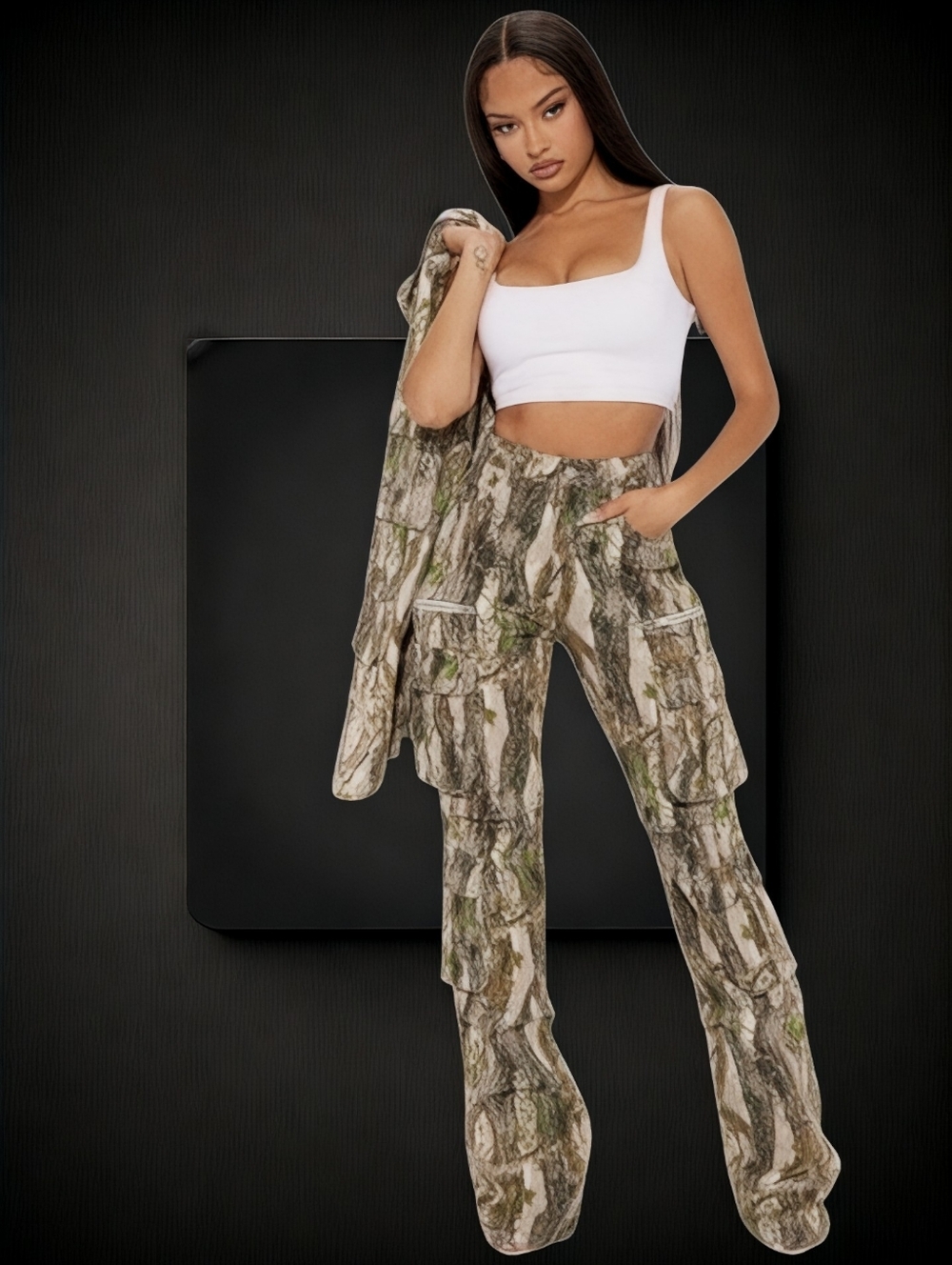 Camo Cargo Jeans ▪︎  Taupe/Green Combo ▪︎ Non-stretch ▪︎ Sz 11